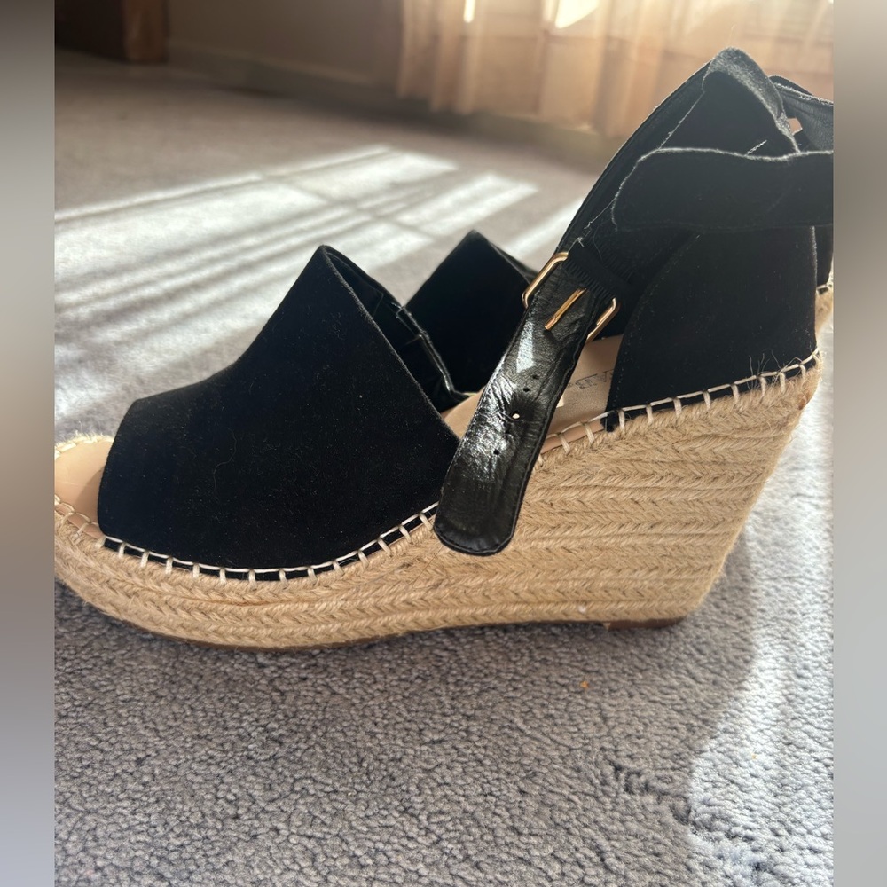 JustFab Black Wedge Espadrilles